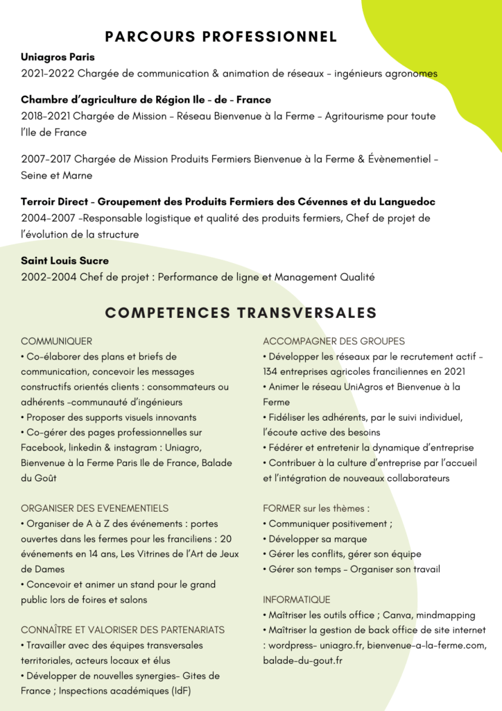 CV Claire Masson Clereme Parcours pro